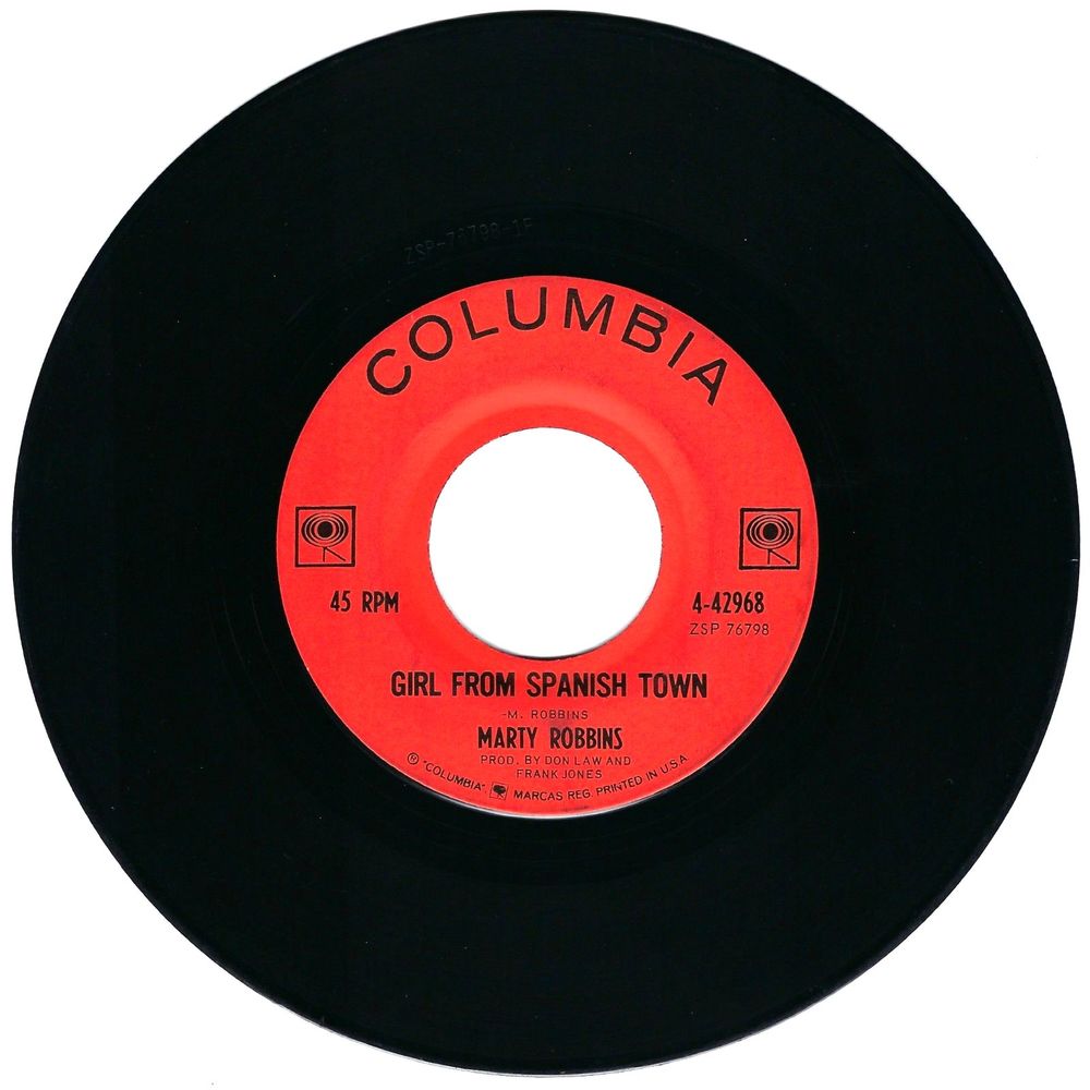 Marty Robbins 45 RPM - Girl From Spanish Town / Kingston Girl - Columbia VG '64